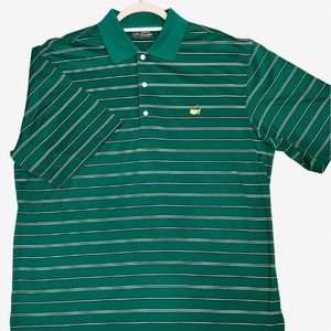 Masters Golf Polo Shirt Men's Large Green Striped Augusta National Amen Corner